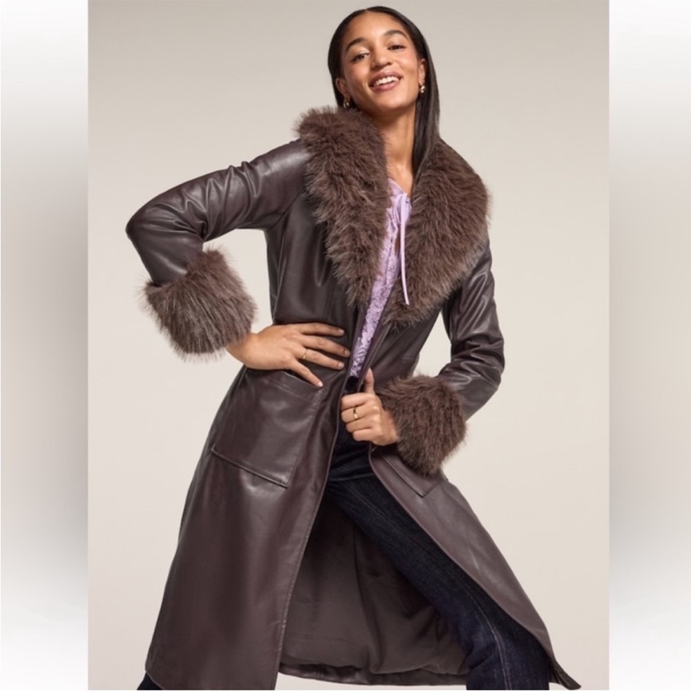 Old Navy X Anna Sui Vegan Leather Coat Size XL